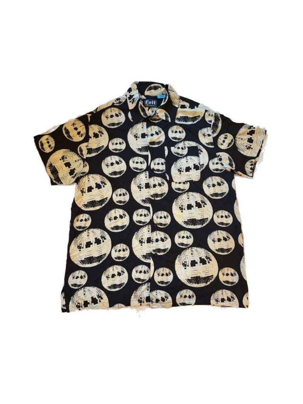 Felt The Marvelous Machine Disco Ball Print Short Sleeve Button Up Shirt XL
